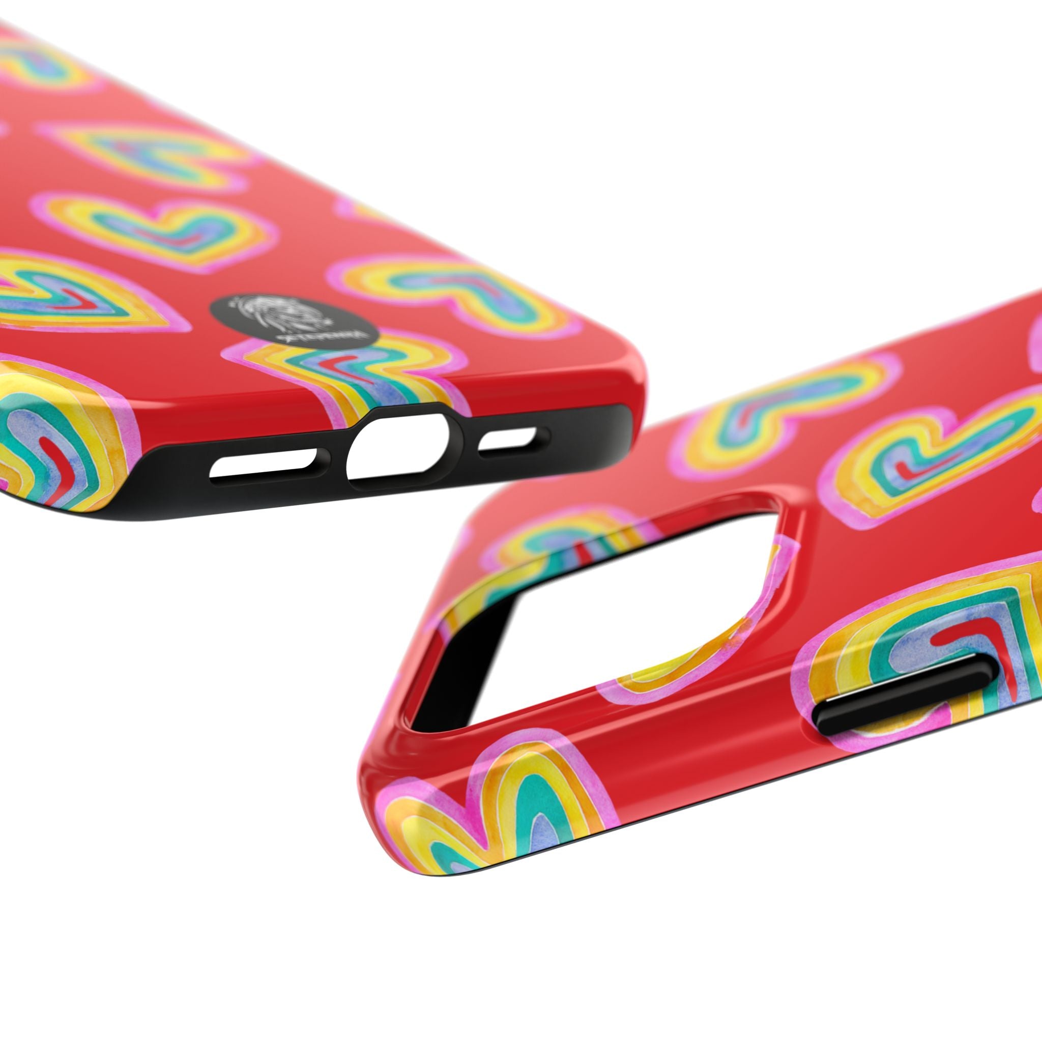 Rainbow Heart Tough Phone Case (For iPhone, Galaxy & More) - Red