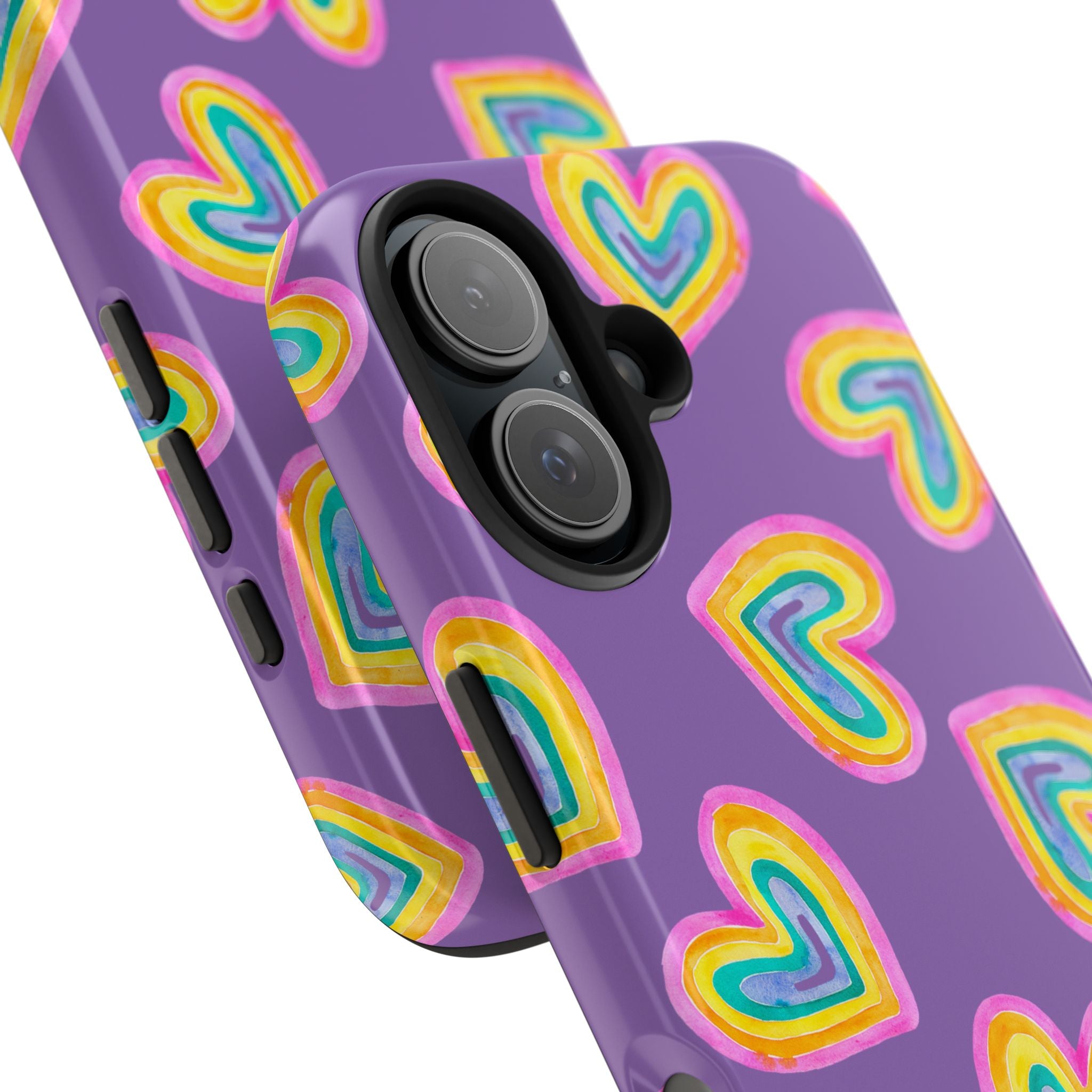 Rainbow Heart Tough Phone Case (For iPhone, Galaxy & More) - Light Purple
