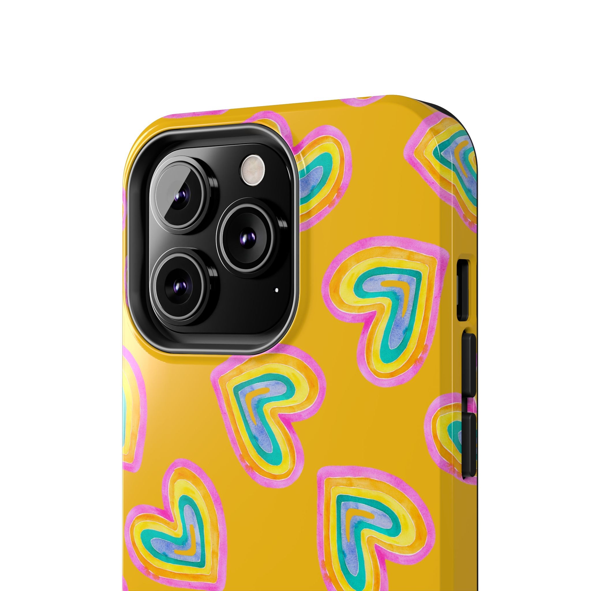 Rainbow Heart Tough Phone Case (For iPhone, Galaxy & More) - Yellow