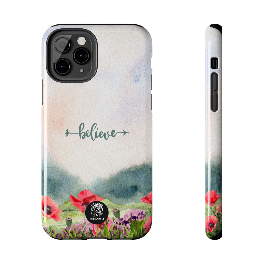 Believe Tough Phone Case (For iPhone, Galaxy & More) - Watercolor Flower SETEPENRA Phone Case.