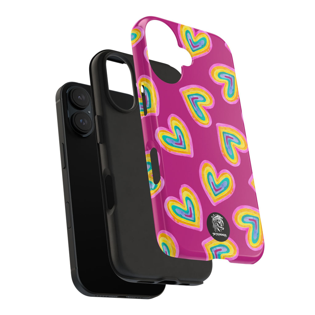 Rainbow Heart Tough Phone Case (For iPhone, Galaxy & More) - Pink