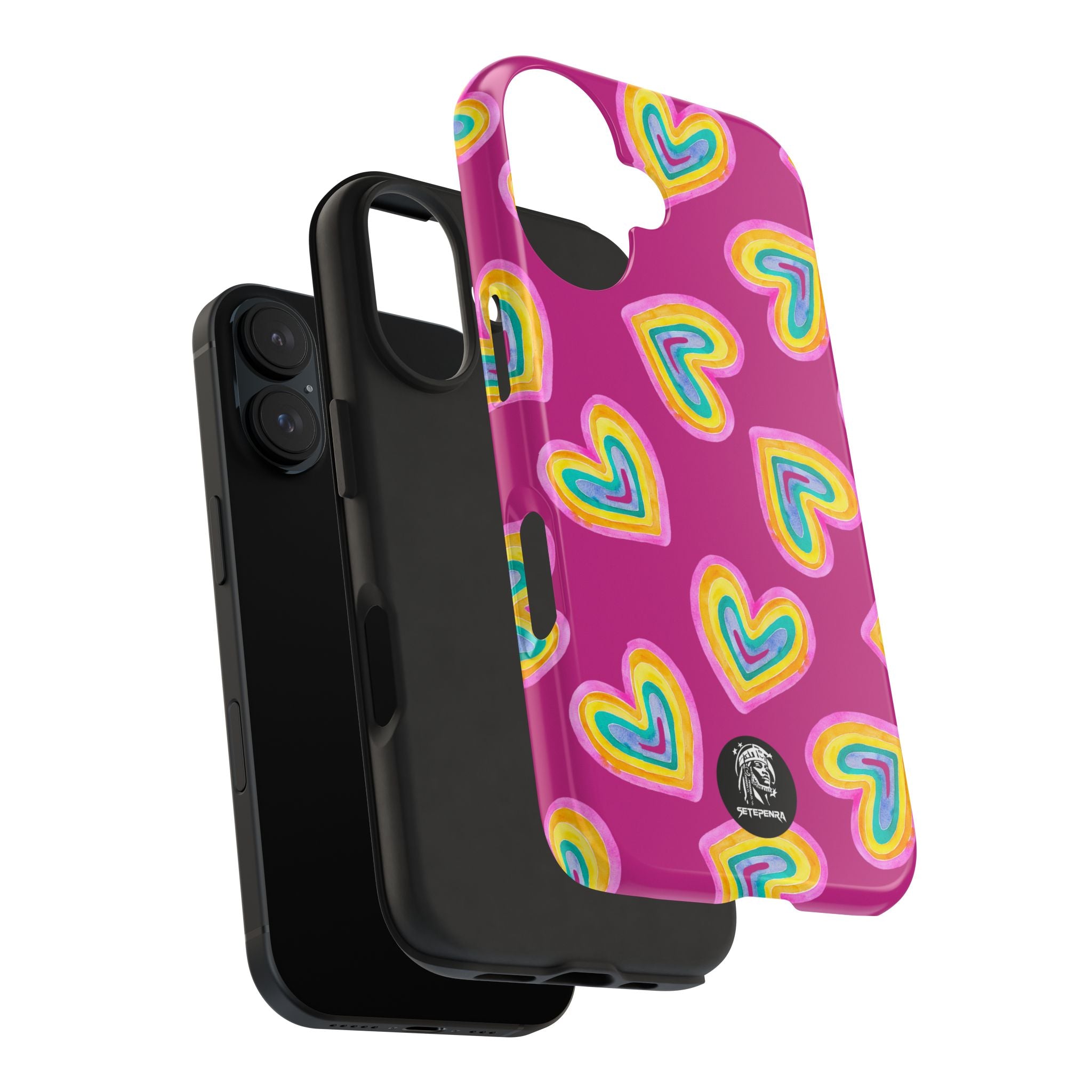 Rainbow Heart Tough Phone Case (For iPhone, Galaxy & More) - Pink