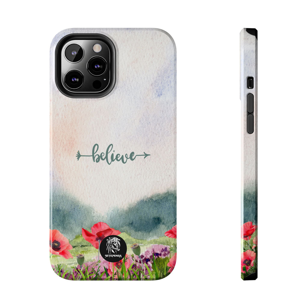 Believe Tough Phone Case (For iPhone, Galaxy & More) - Watercolor Flower SETEPENRA Phone Case.