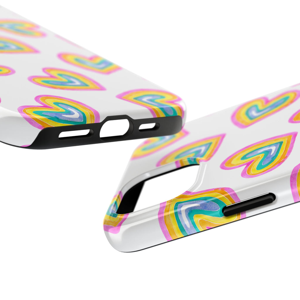 Rainbow Heart Tough Phone Case — Durable Cute Protective Phone Cover