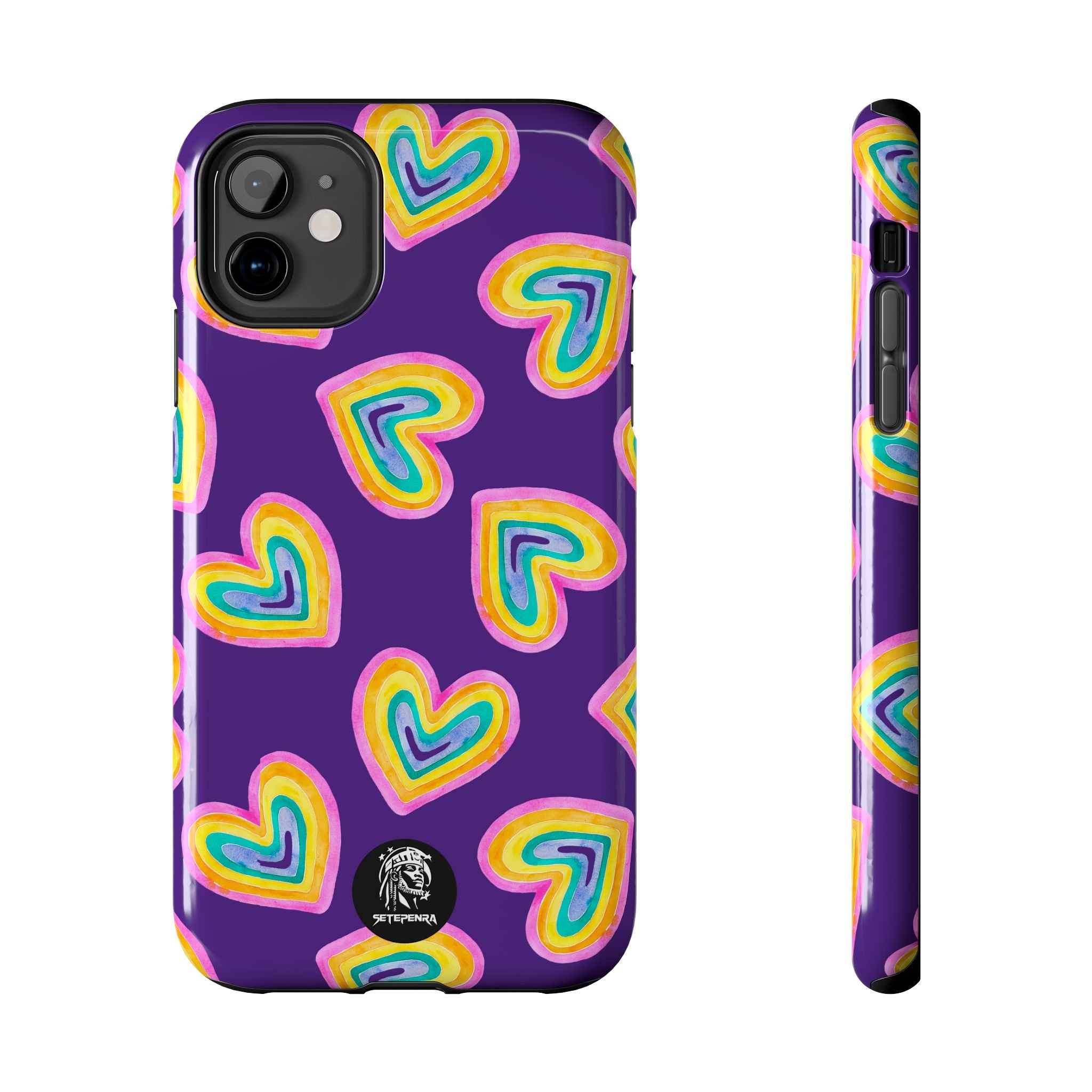 Rainbow Heart Tough Phone Case (For iPhone, Galaxy & More) - Purple SETEPENRA Phone Case.