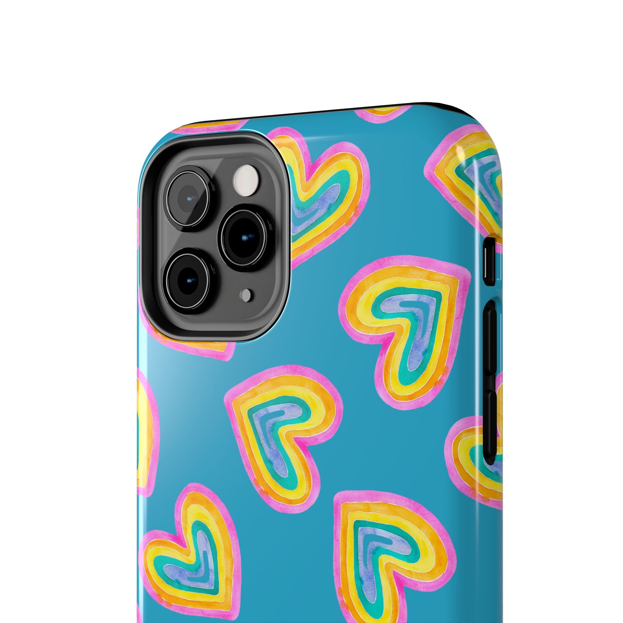 Rainbow Heart Tough Phone Case (For iPhone, Galaxy & More) - Turquoise