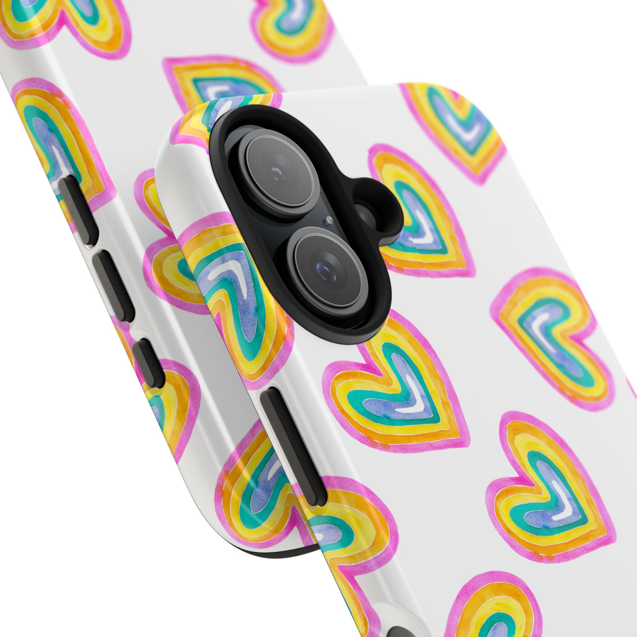 Rainbow Heart Tough Phone Case — Durable Cute Protective Phone Cover