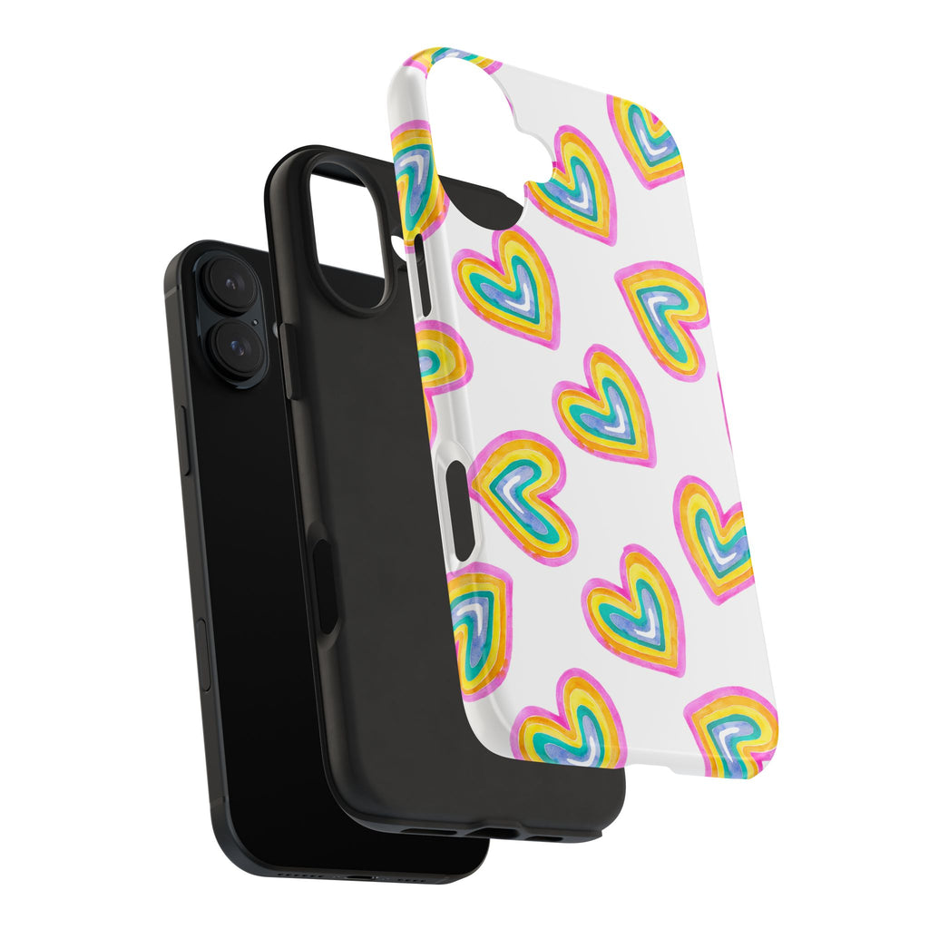 Rainbow Heart Tough Phone Case — Durable Cute Protective Phone Cover