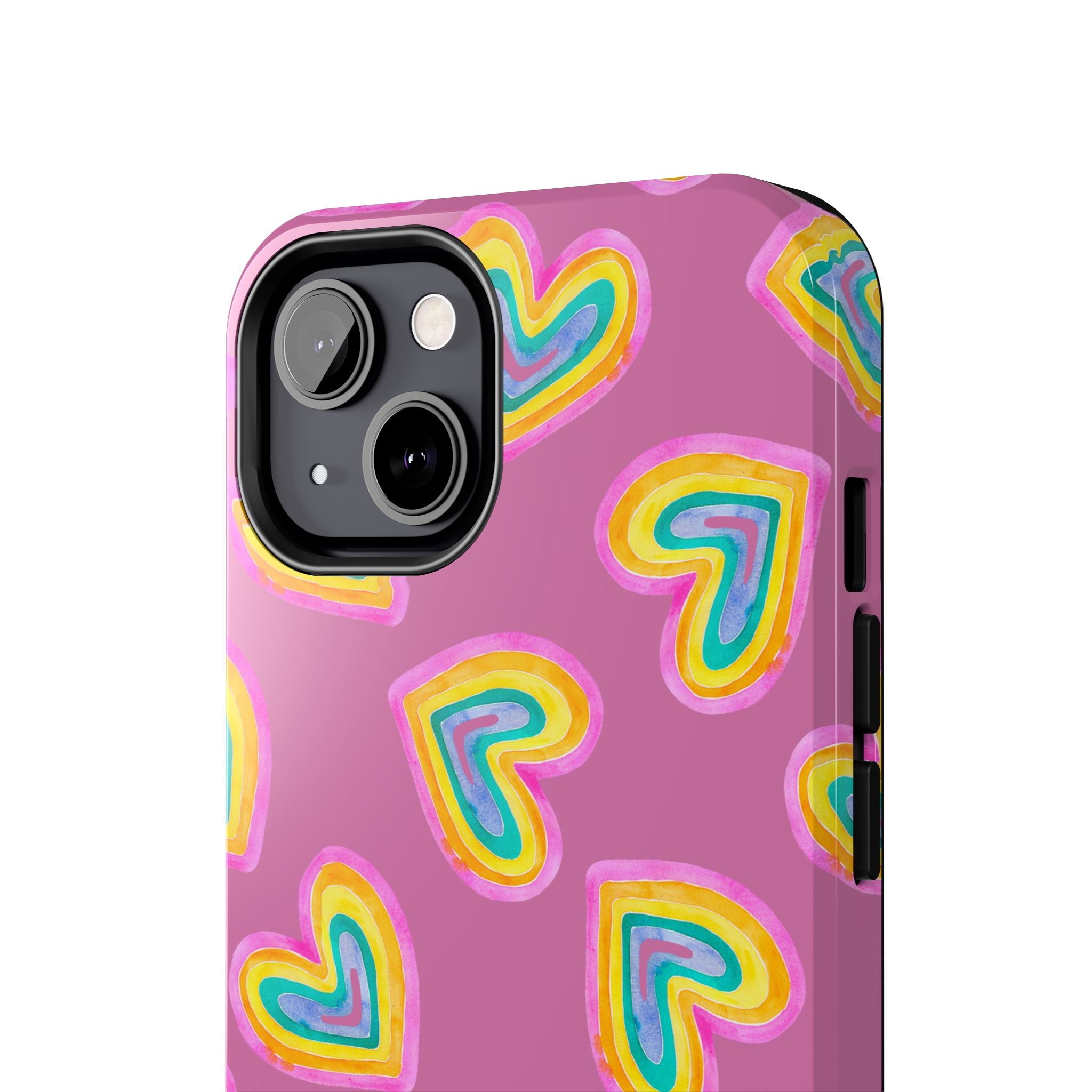 Rainbow Heart Tough Phone Case (For iPhone, Galaxy & More) - Light Pink