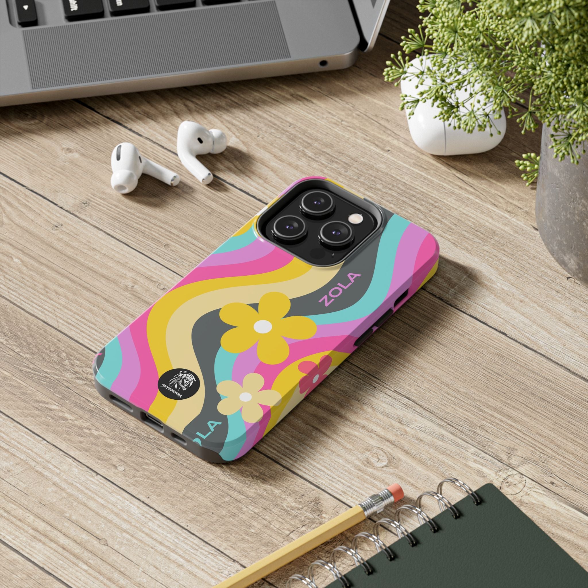 Zola Tough Phone Case (For iPhone, Galaxy & More) - Dark Grey Wave