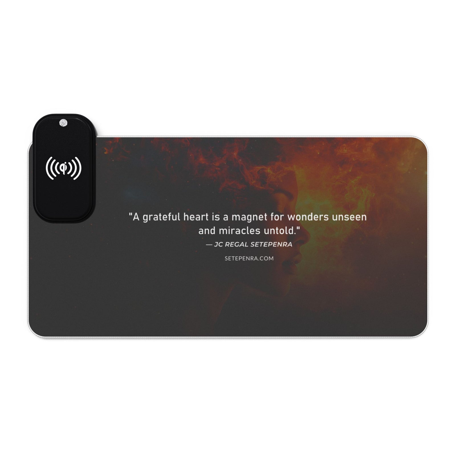 SETEPENRA Original Quotes LED Gaming Mousepad w/Wireless Charging - Grateful Heart SETEPENRA Home Decor.