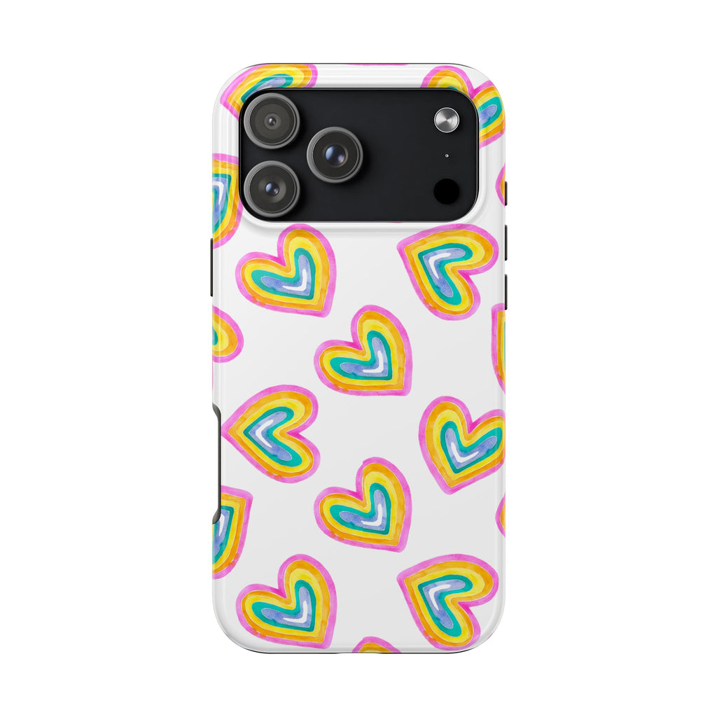 Rainbow Heart Tough Phone Case — Durable Cute Protective Phone Cover
