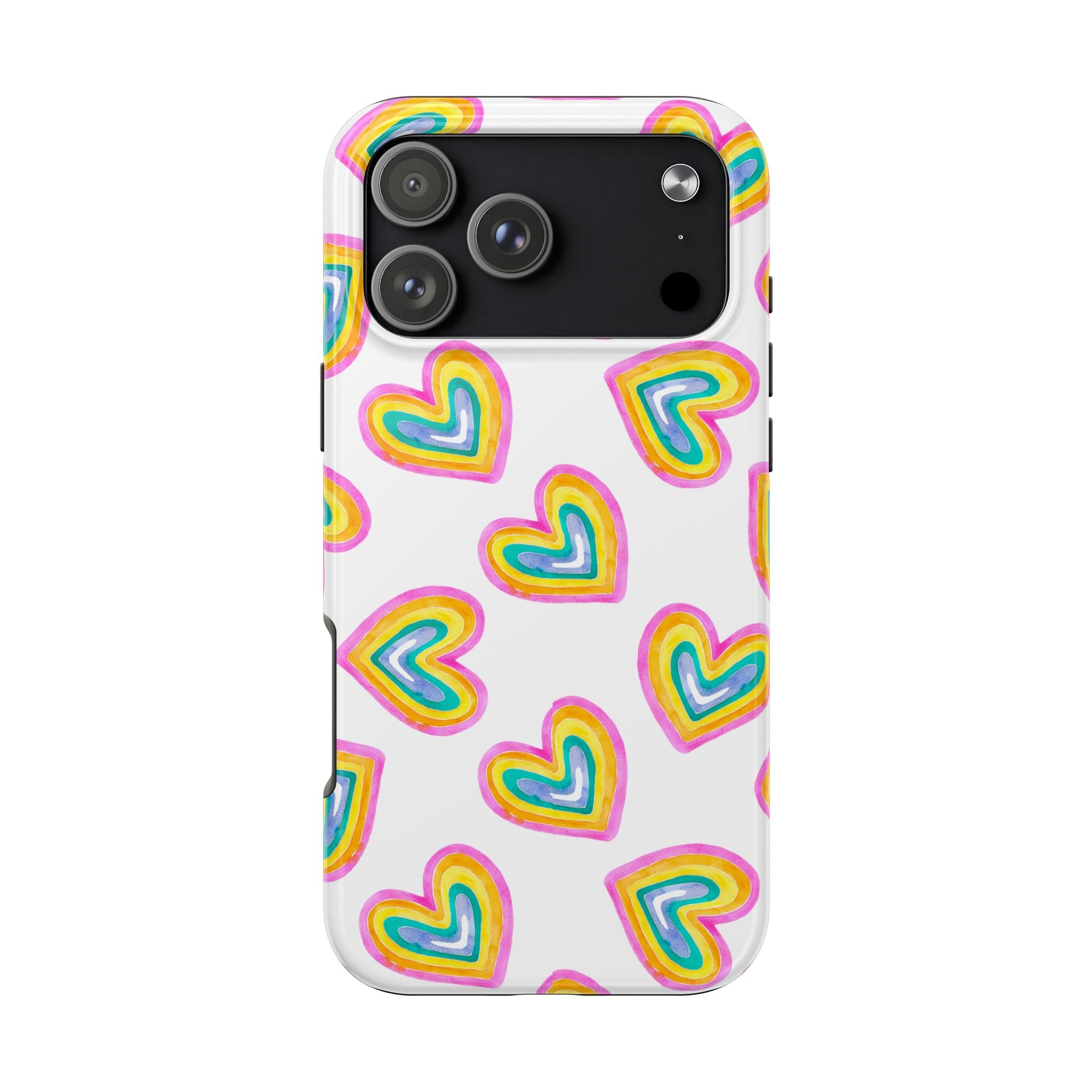 Rainbow Heart Tough Phone Case — Durable Cute Protective Phone Cover