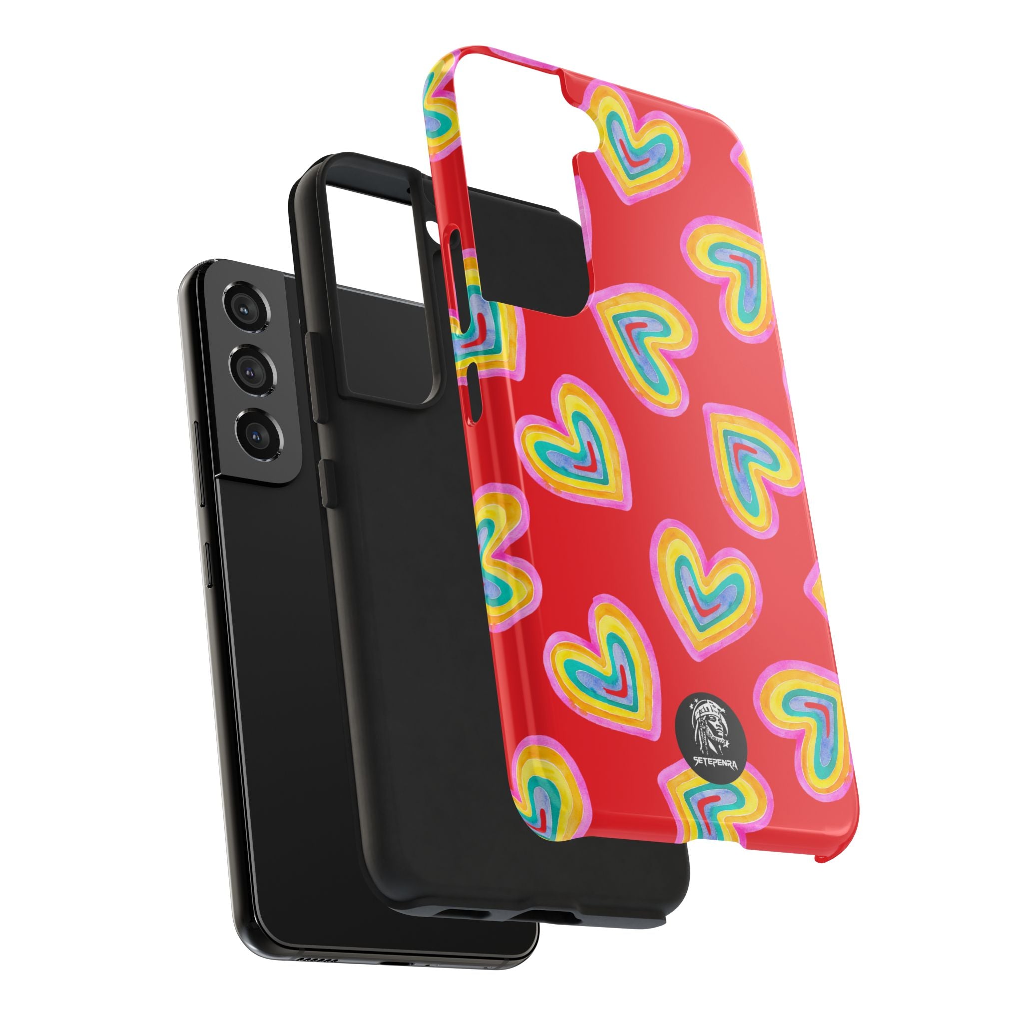 Rainbow Heart Tough Phone Case (For iPhone, Galaxy & More) - Red