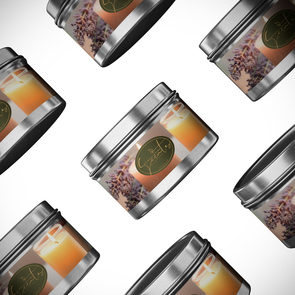 Scintillating Scents by SETEPENRA Tin Candles - Gold, Silver, Black (4oz, 8oz)