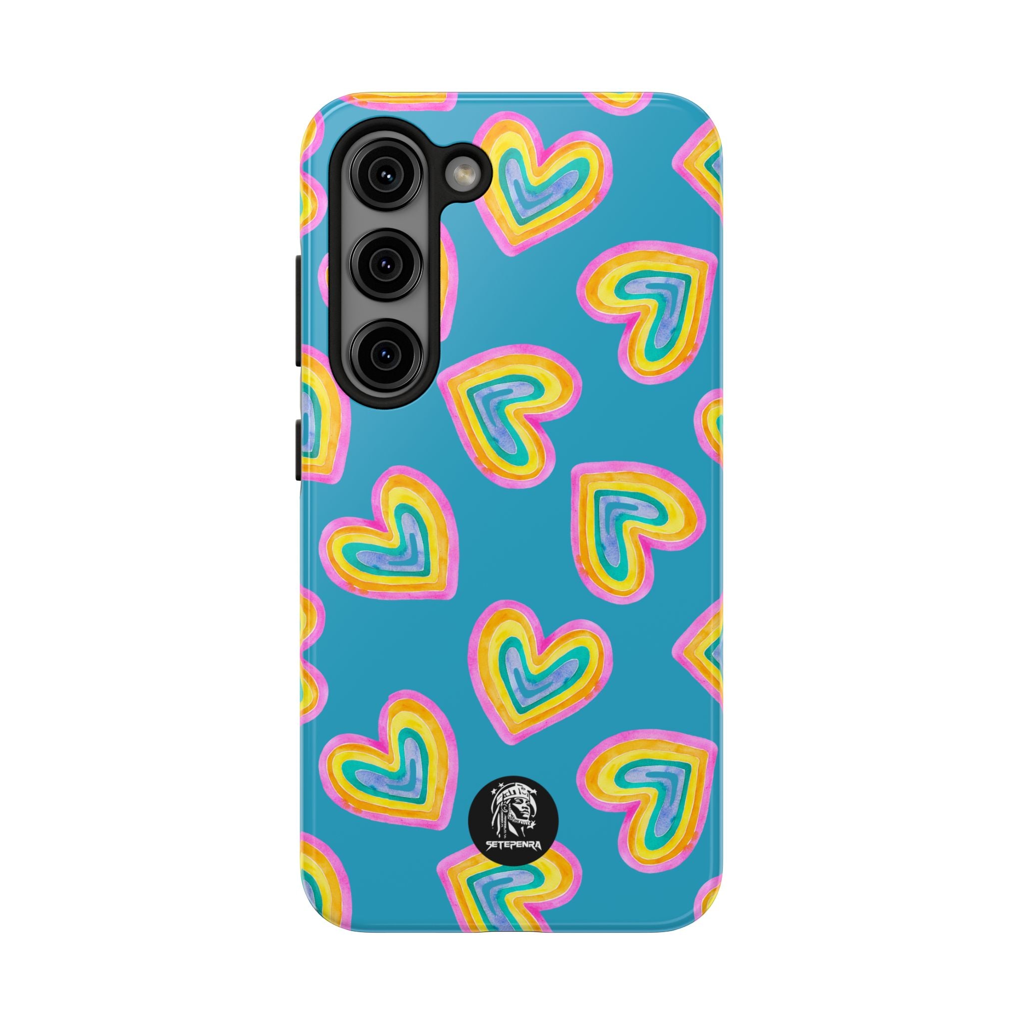 Rainbow Heart Tough Phone Case (For iPhone, Galaxy & More) - Turquoise