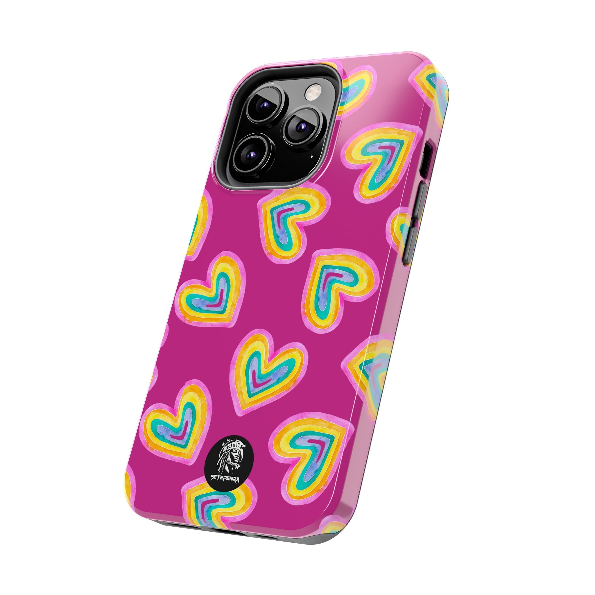 Rainbow Heart Tough Phone Case (For iPhone, Galaxy & More) - Pink