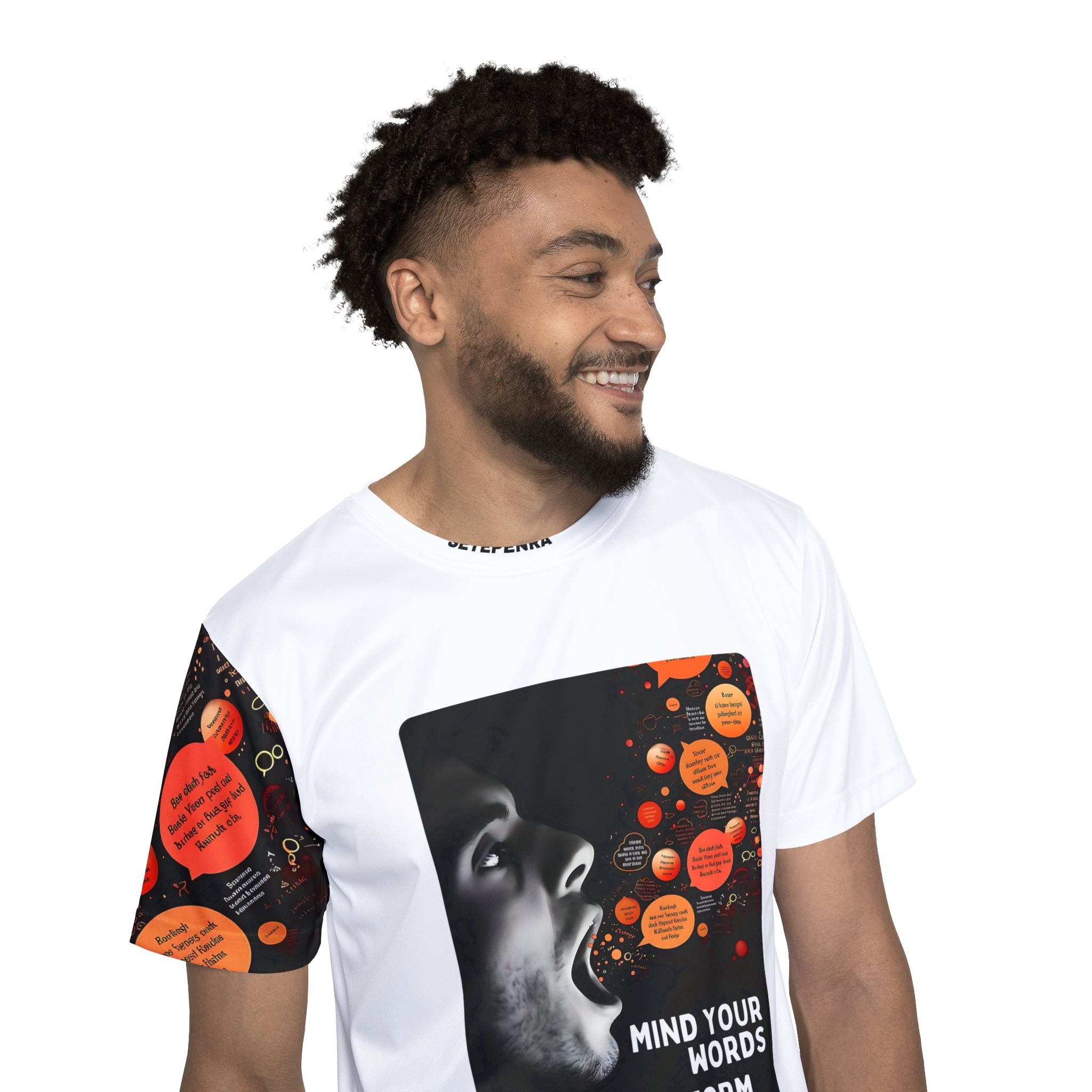 Mind Your Words Men's Sports Jersey (White) SETEPENRA All Over Prints.