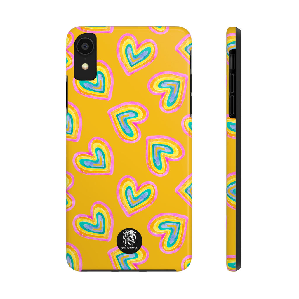 Rainbow Heart Tough Phone Case (For iPhone, Galaxy & More) - Yellow SETEPENRA Phone Case.