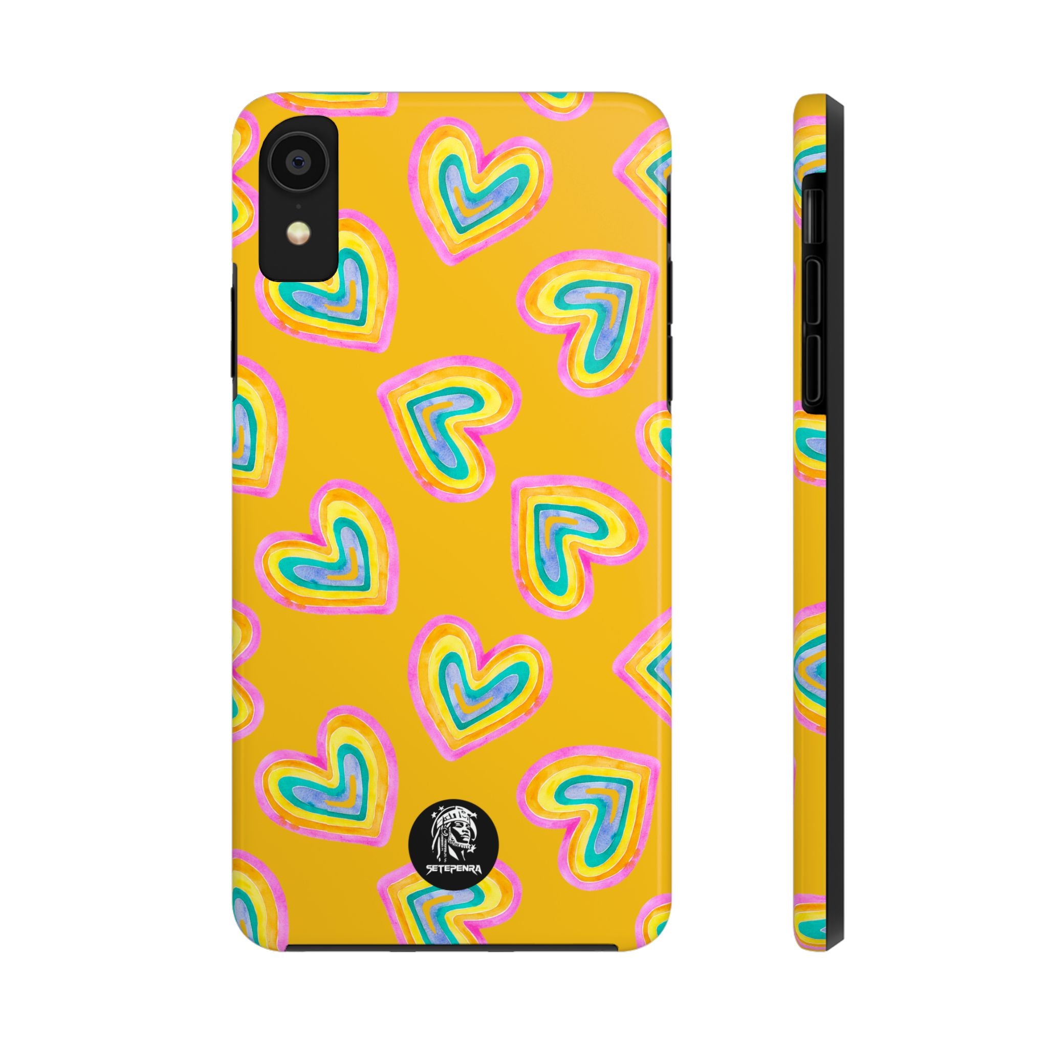 Rainbow Heart Tough Phone Case (For iPhone, Galaxy & More) - Yellow SETEPENRA Phone Case.