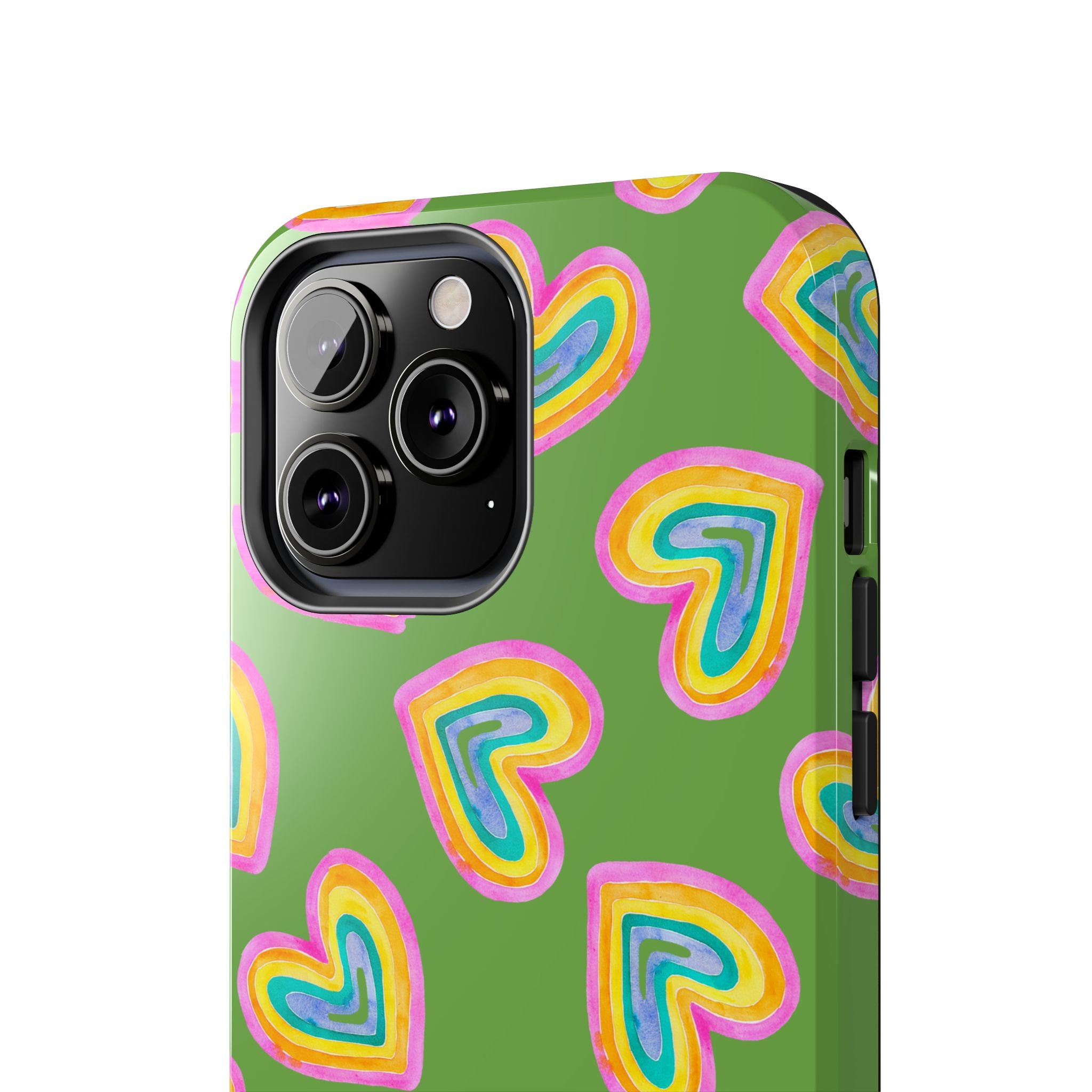 Rainbow Heart Tough Phone Case (For iPhone, Galaxy & More) - Green