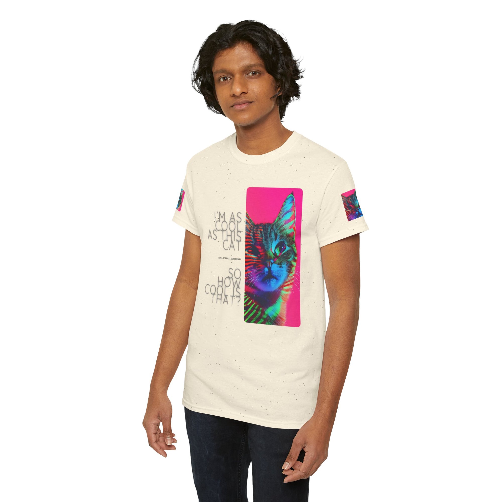 Cool Cat (Whiskers 2) Unisex Heavy Cotton Tee SETEPENRA T-Shirt.