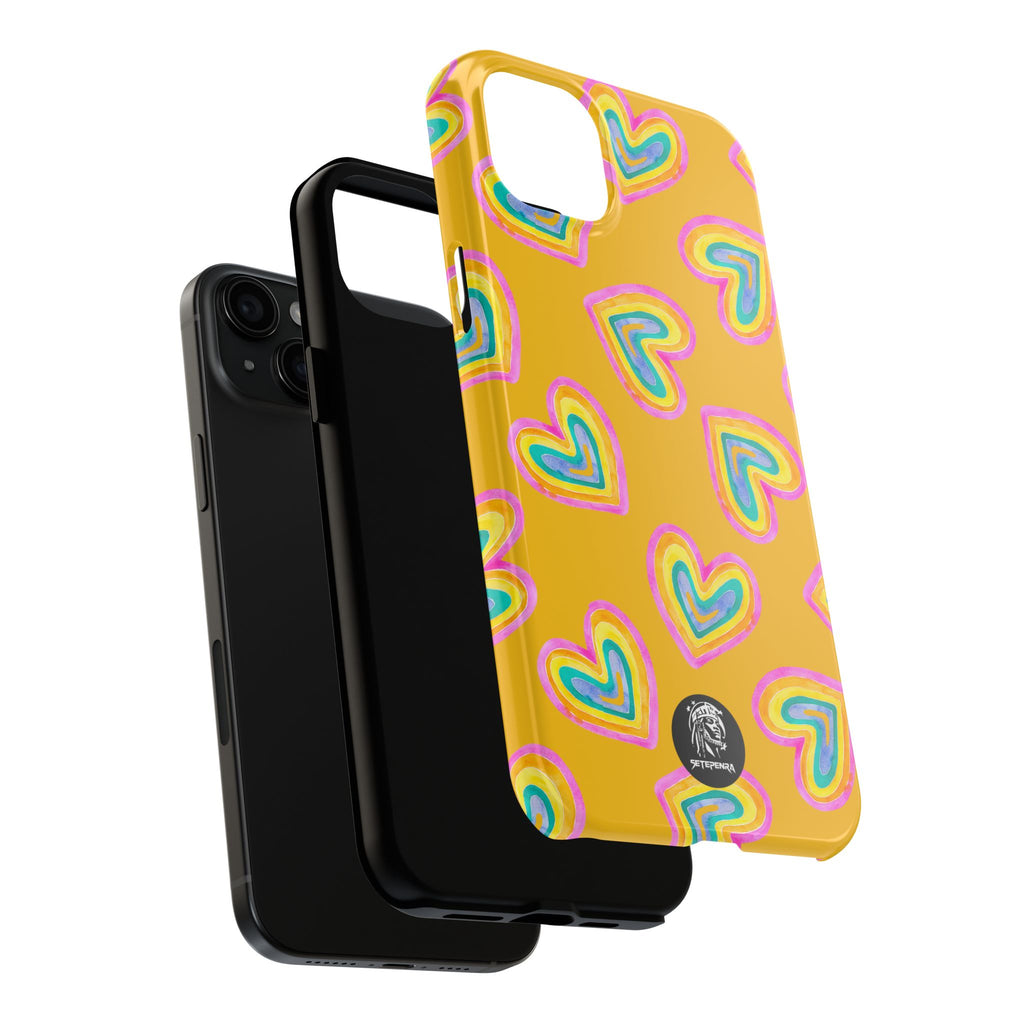 Rainbow Heart Tough Phone Case (For iPhone, Galaxy & More) - Yellow