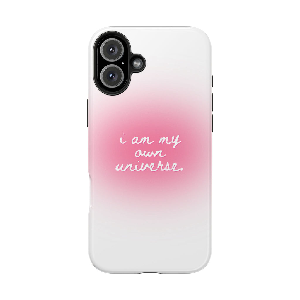 I Am My Own Universe — Pink On White Protective Cover Tough Phone Case