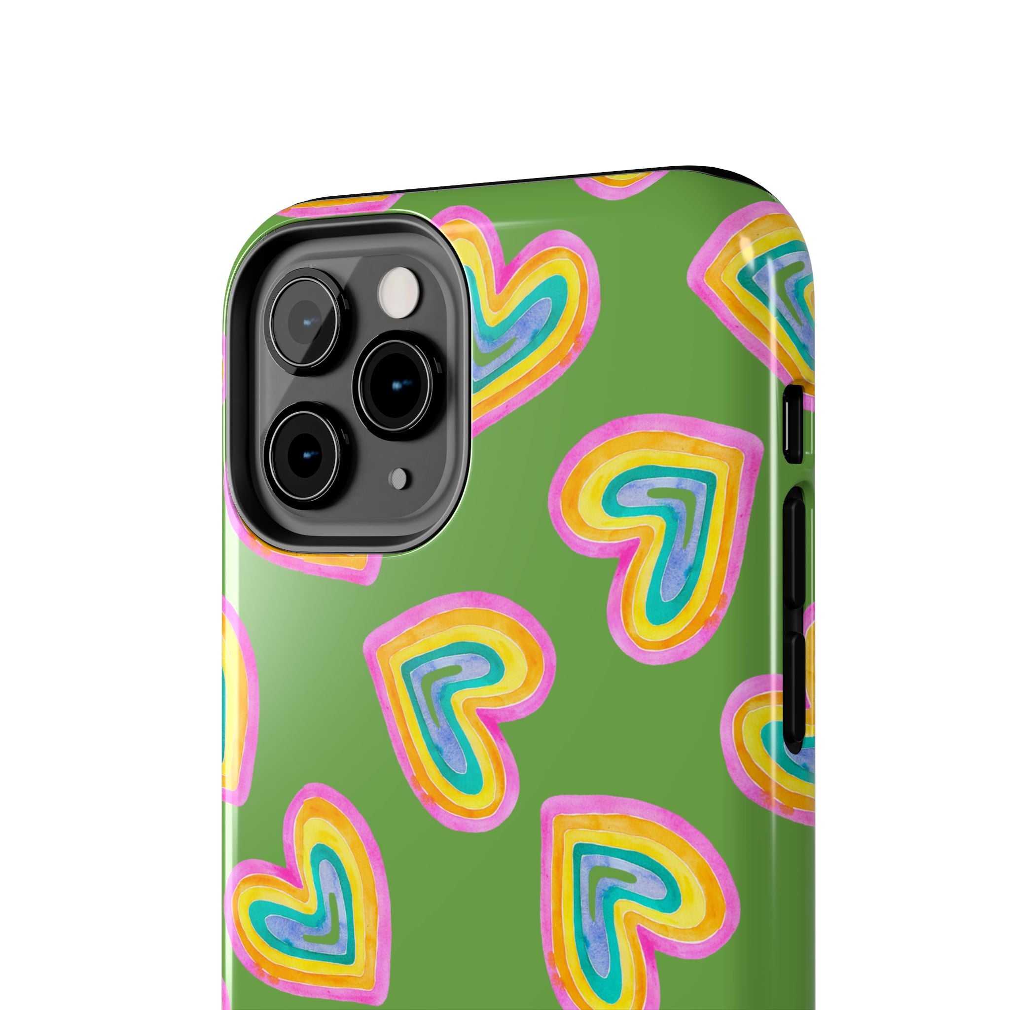 Rainbow Heart Tough Phone Case (For iPhone, Galaxy & More) - Green