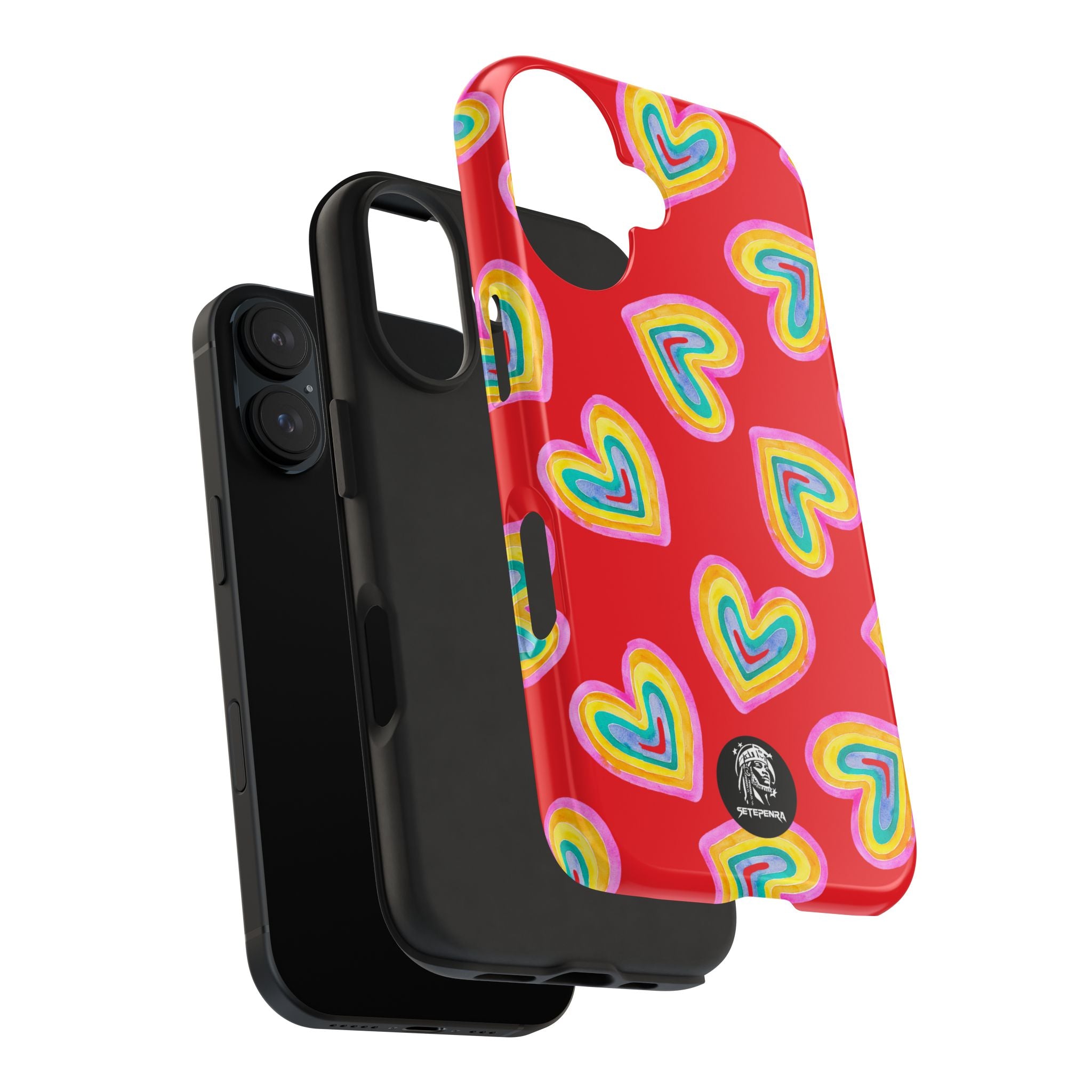 Rainbow Heart Tough Phone Case (For iPhone, Galaxy & More) - Red