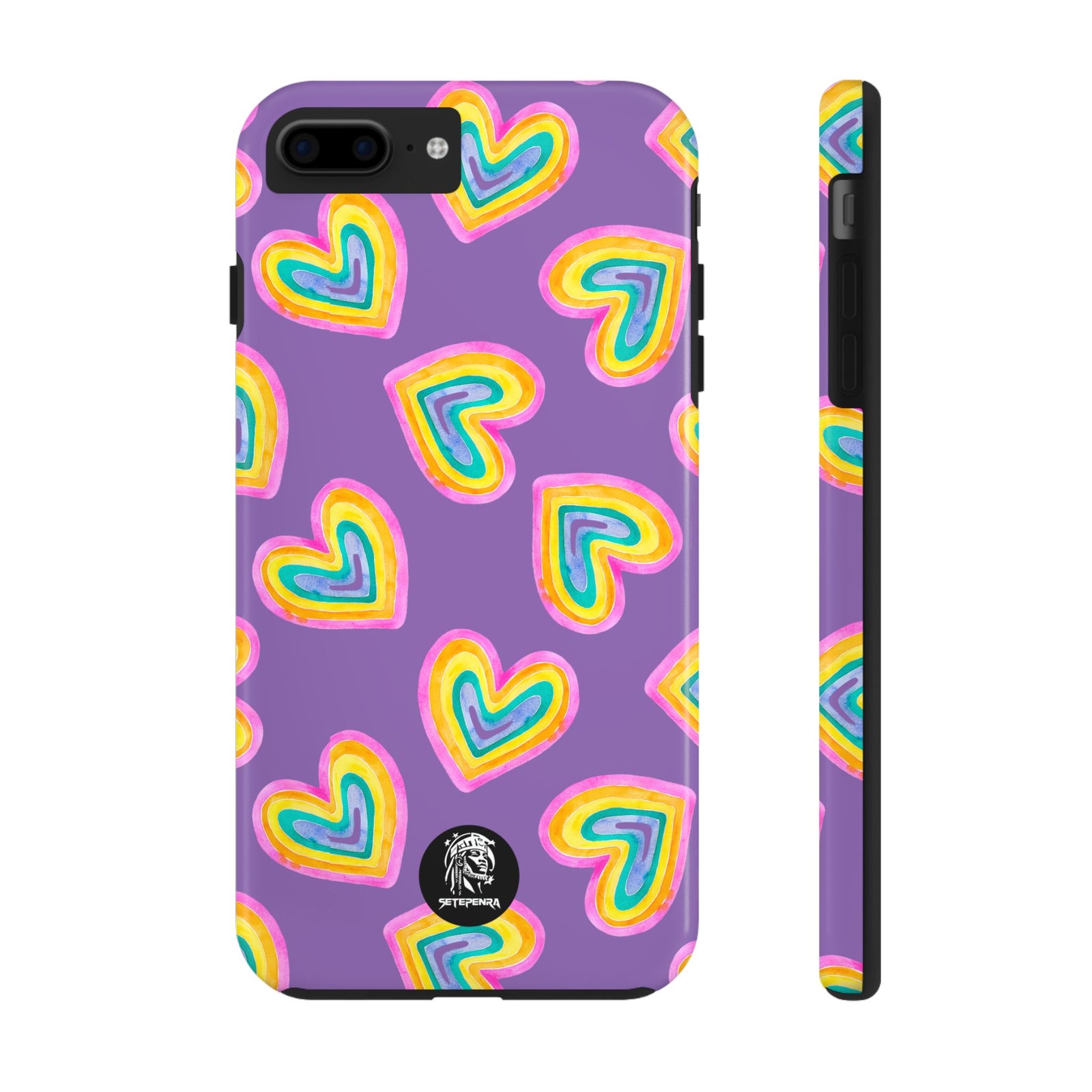 Rainbow Heart Tough Phone Case (For iPhone, Galaxy & More) - Light Purple SETEPENRA Phone Case.