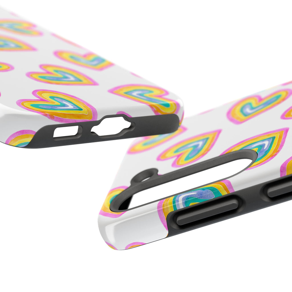 Rainbow Heart Tough Phone Case — Durable Cute Protective Phone Cover