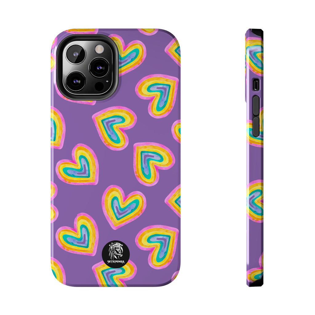 Rainbow Heart Tough Phone Case (For iPhone, Galaxy & More) - Light Purple SETEPENRA Phone Case.