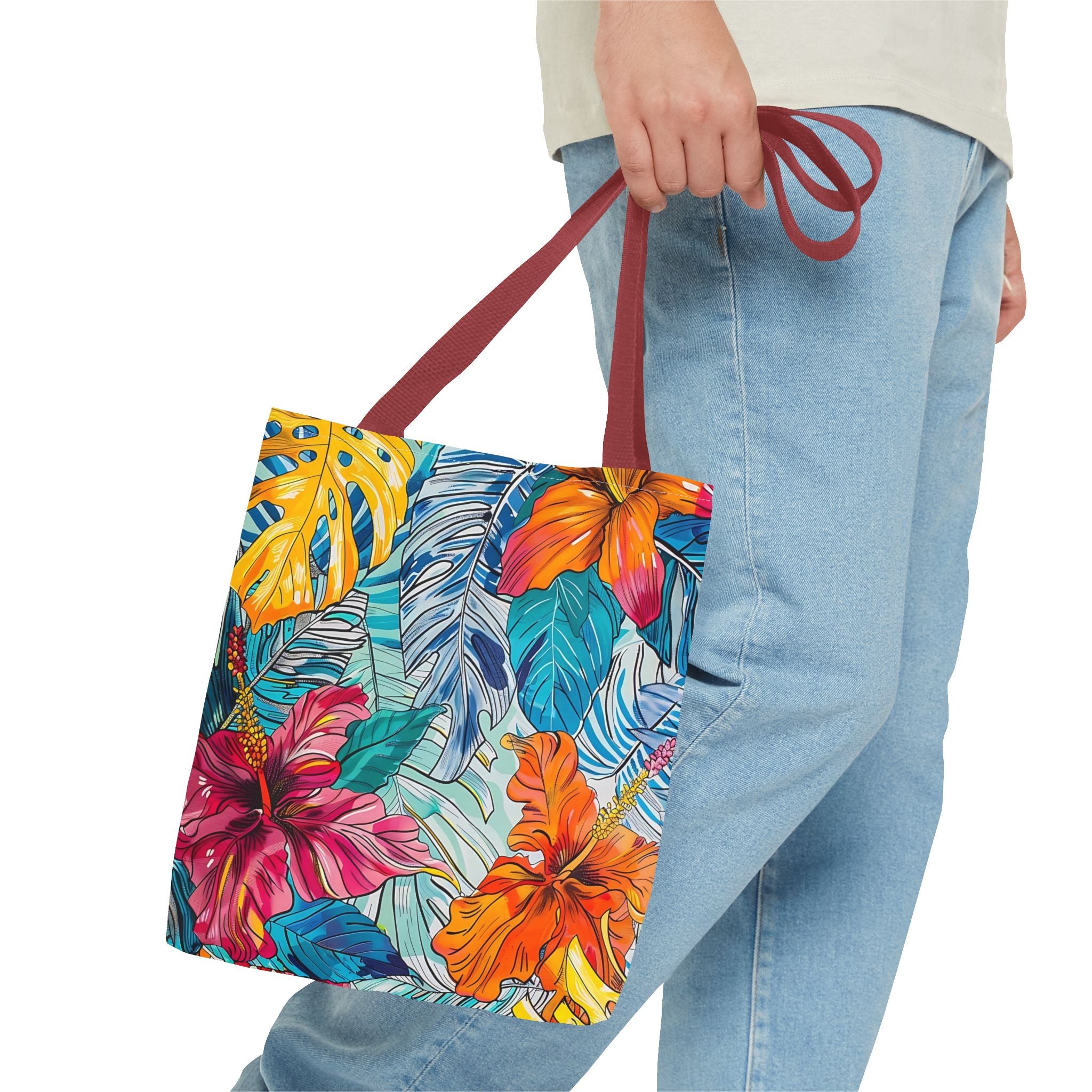 Monstera Hibiscus Tote Bag SETEPENRA Bags.