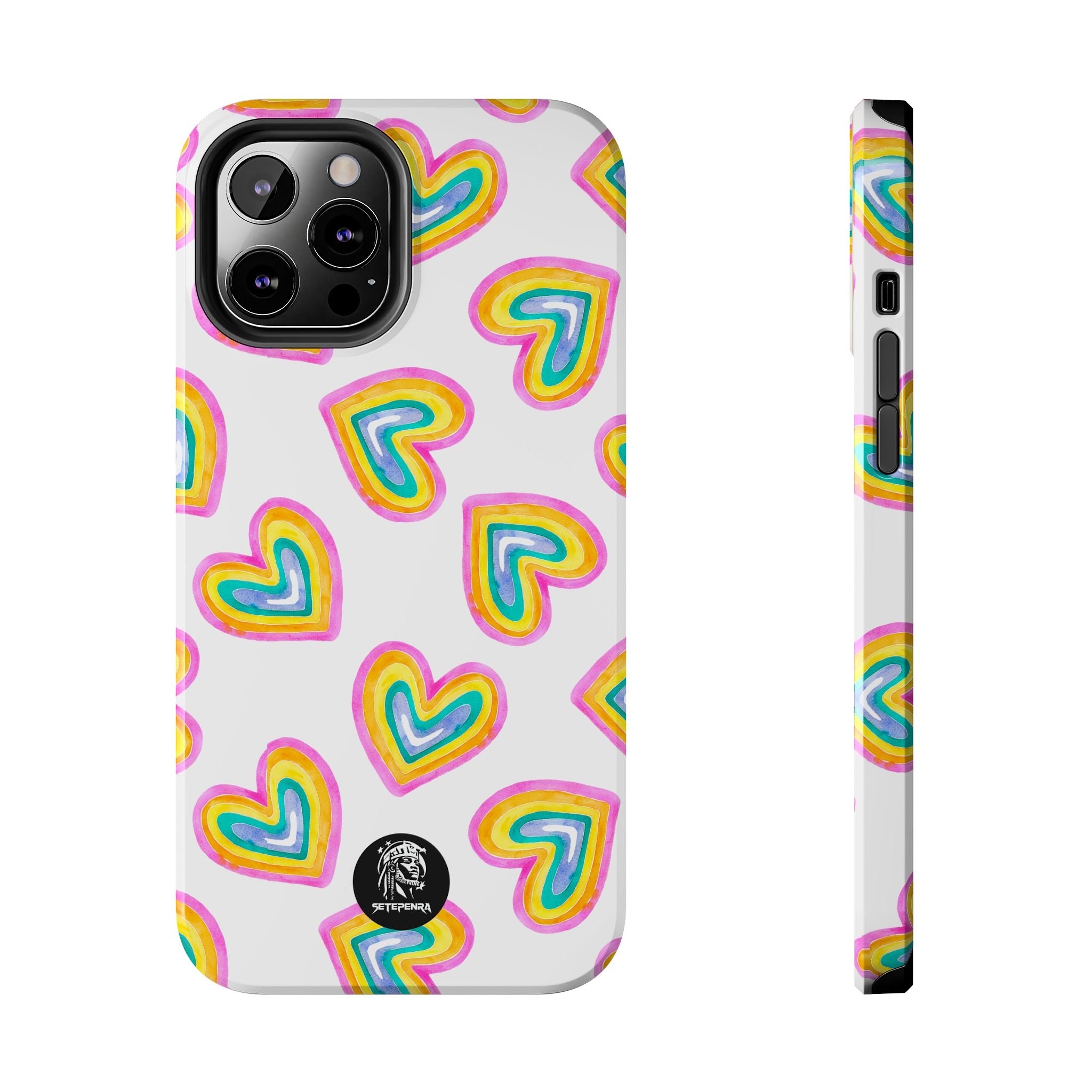Rainbow Heart Tough Phone Case (For iPhone, Galaxy & More) - White SETEPENRA Phone Case.
