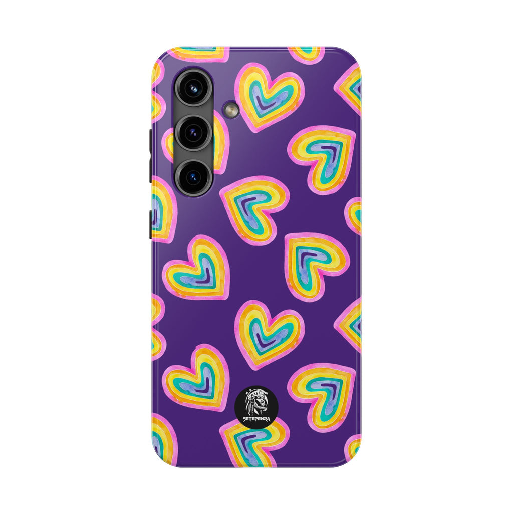 Rainbow Heart Tough Phone Case (For iPhone, Galaxy & More) - Purple