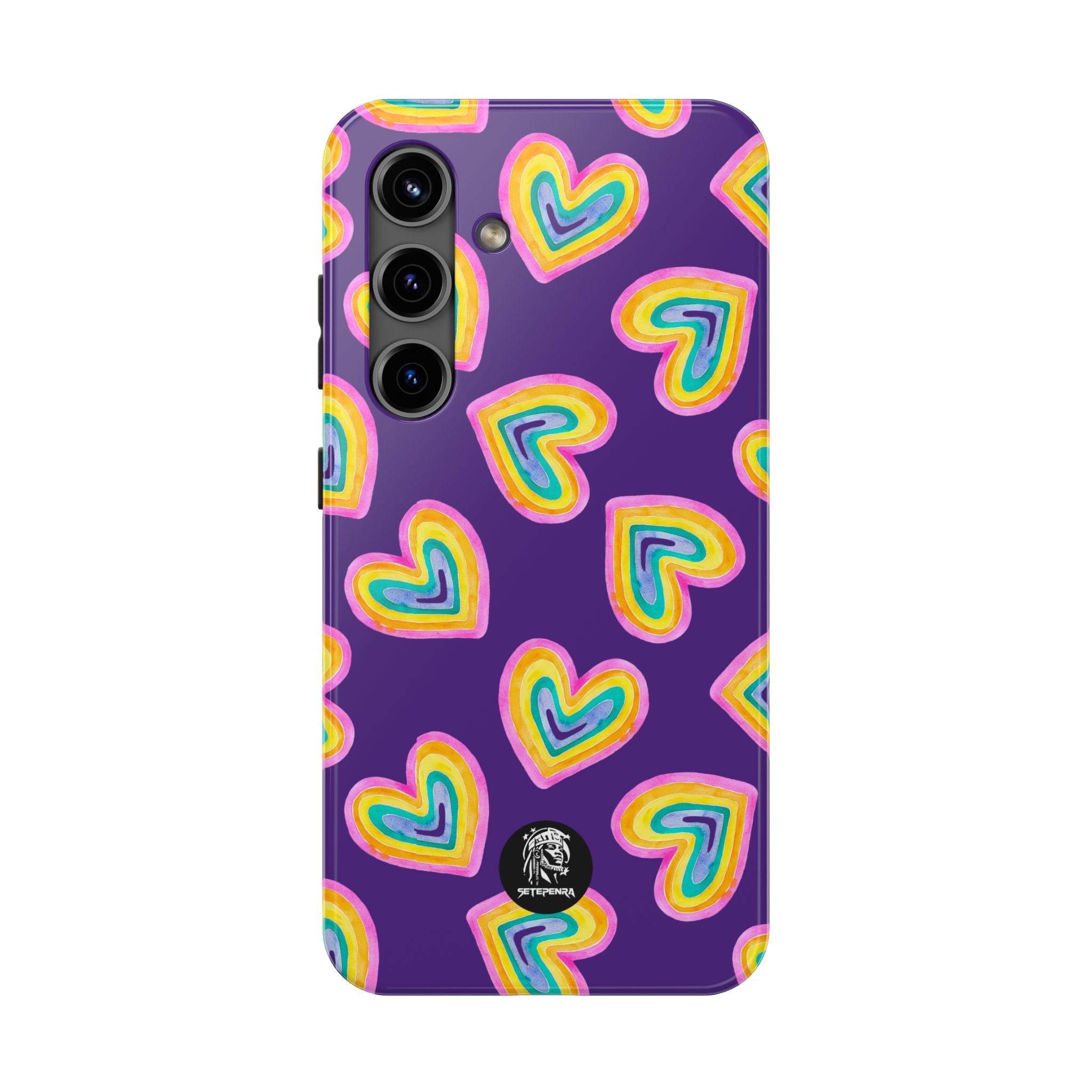 Rainbow Heart Tough Phone Case (For iPhone, Galaxy & More) - Purple