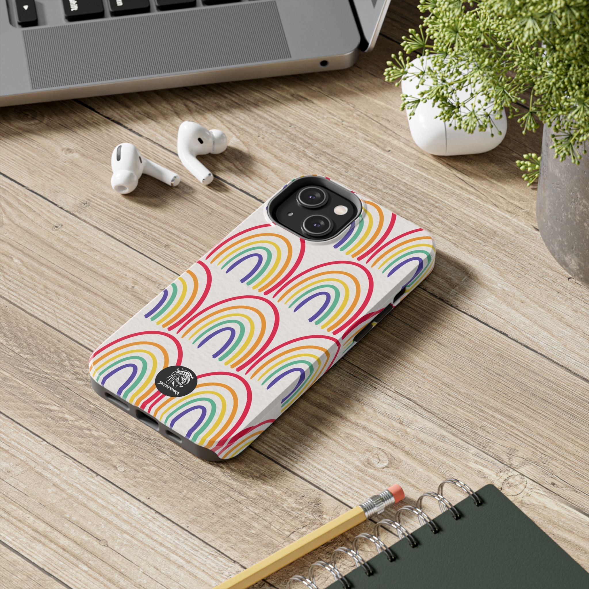 Retro Rainbow Tough Phone Case (For iPhone, Galaxy & More)
