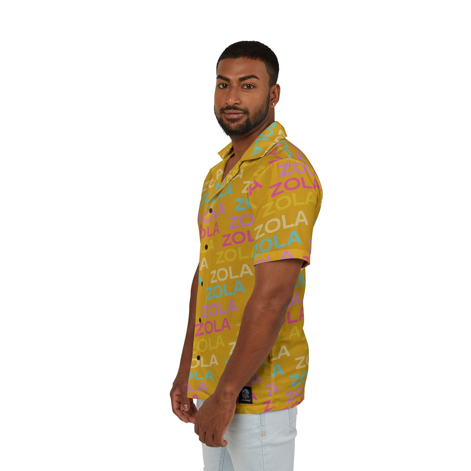 Zola Men's Hawaiian Camp Shirt (Gold) SETEPENRA All Over Prints.