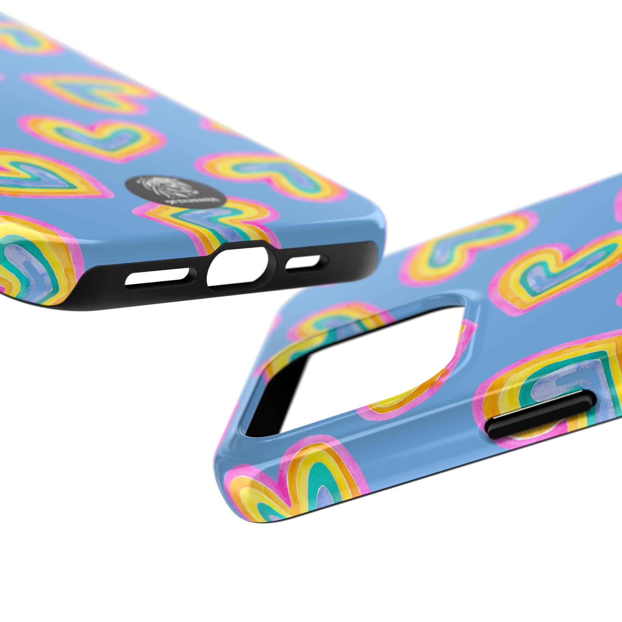 Rainbow Heart Tough Phone Case (For iPhone, Galaxy & More) - Light Blue