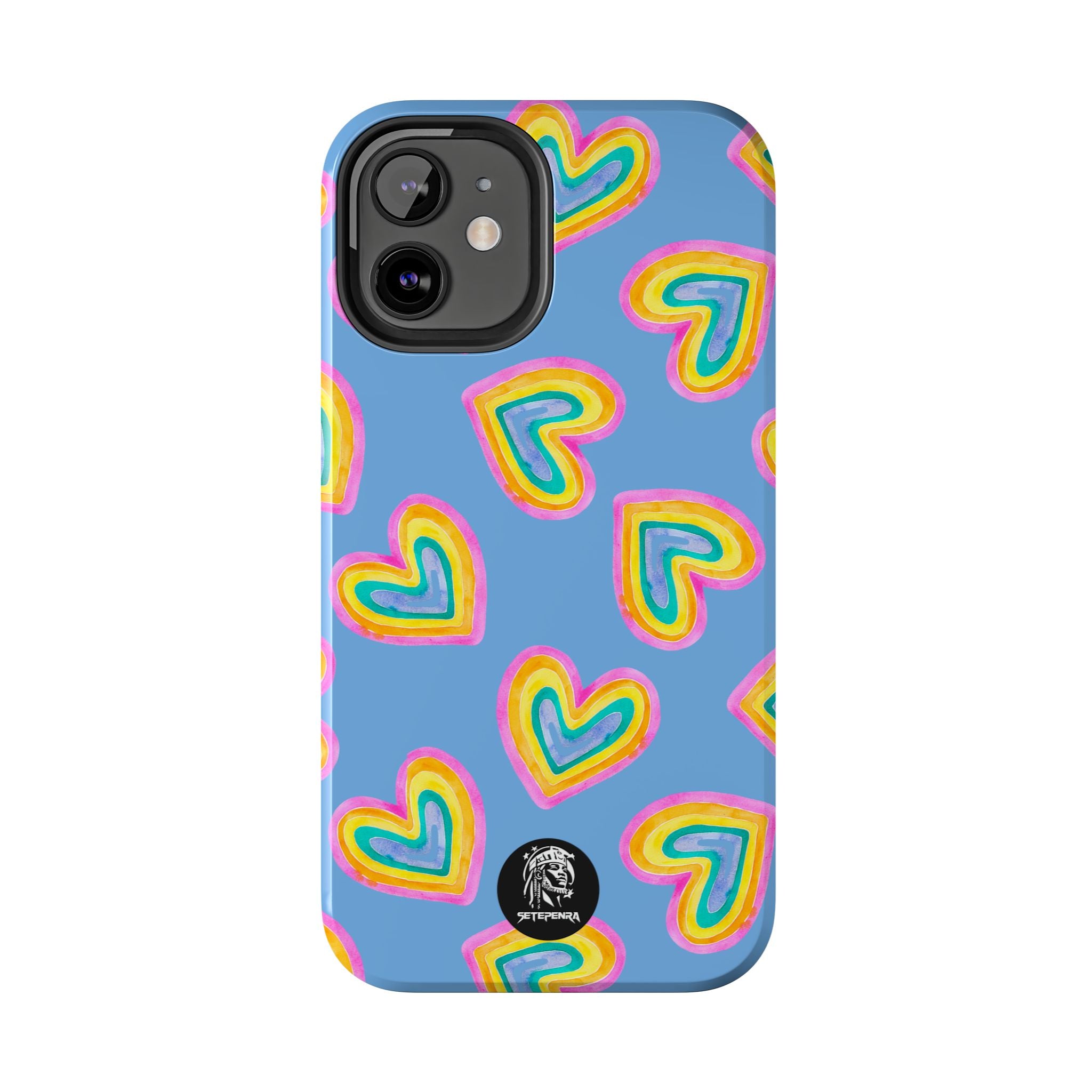 Rainbow Heart Tough Phone Case (For iPhone, Galaxy & More) - Light Blue