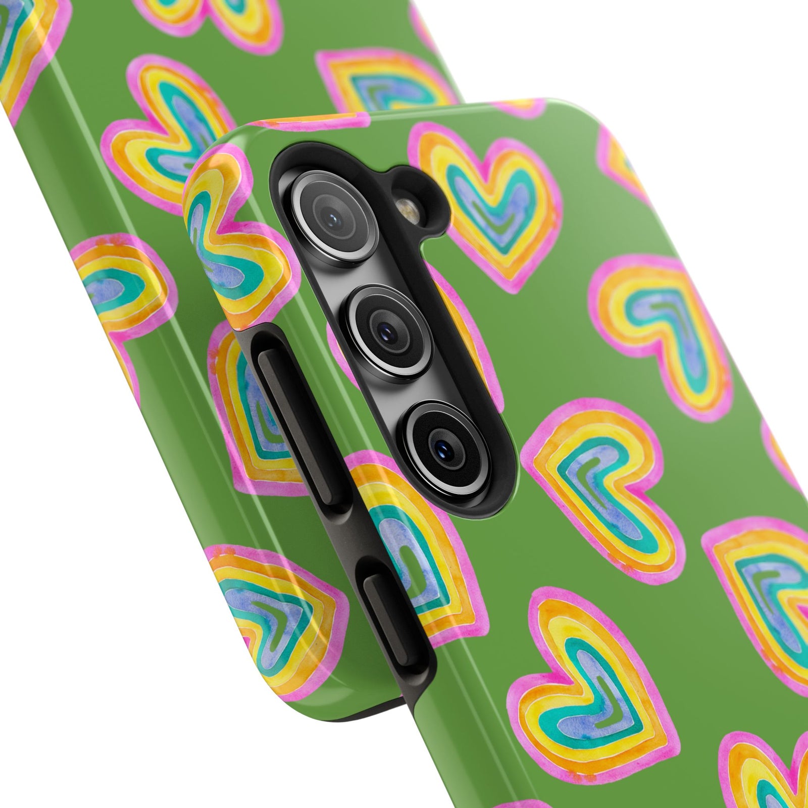Rainbow Heart Tough Phone Case (For iPhone, Galaxy & More) - Green SETEPENRA Phone Case.