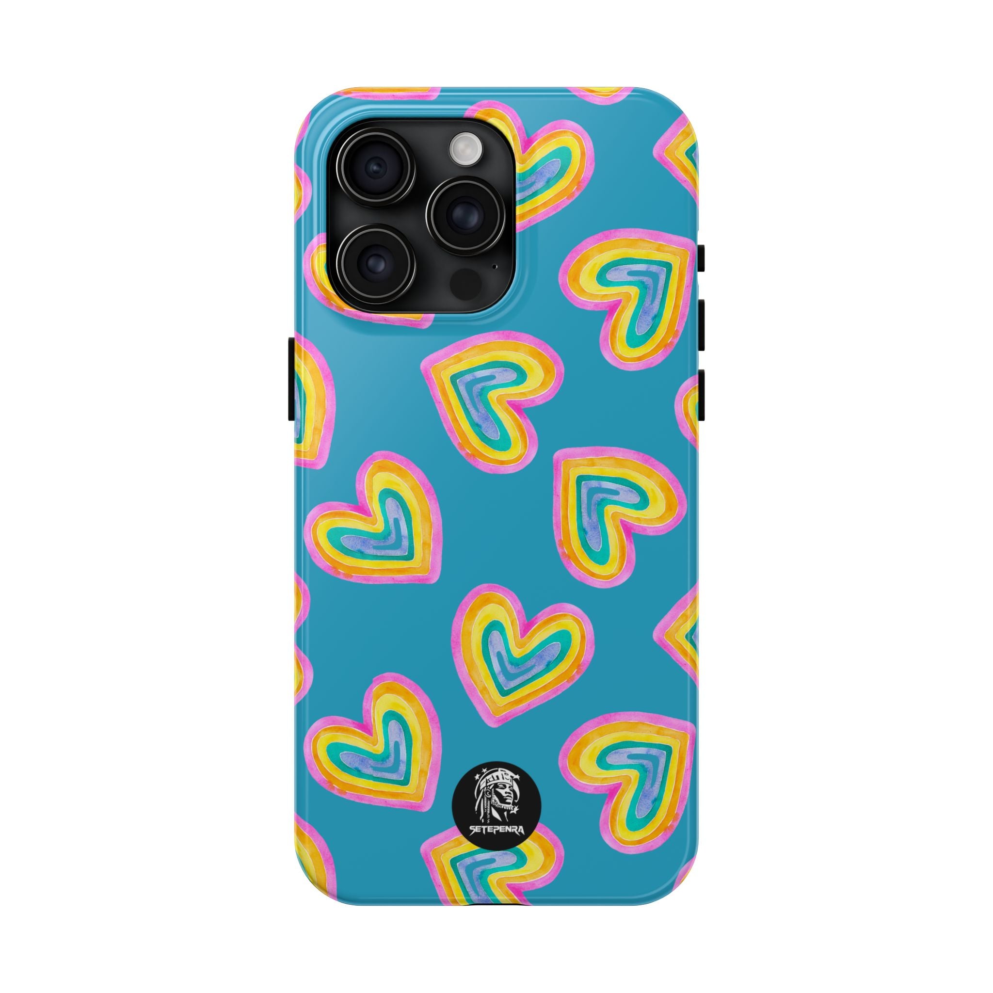 Rainbow Heart Tough Phone Case (For iPhone, Galaxy & More) - Turquoise