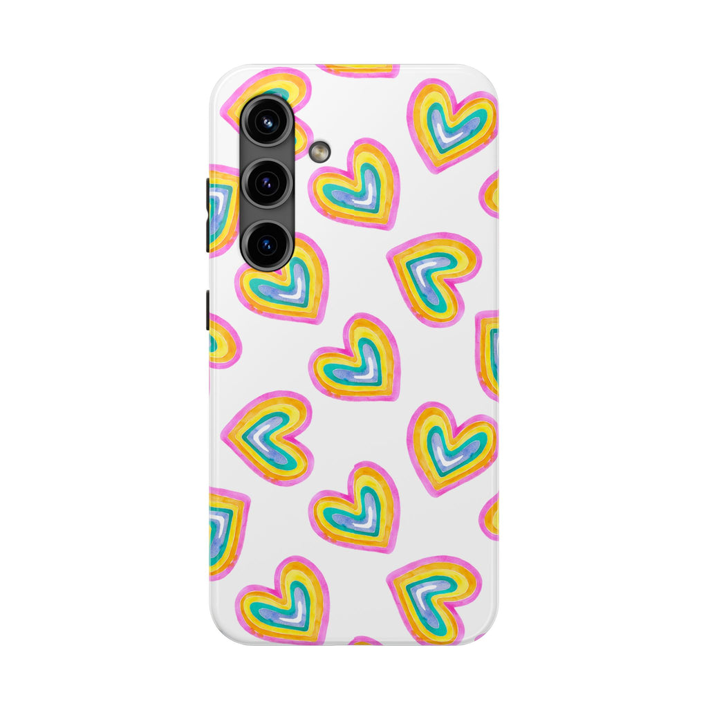 Rainbow Heart Tough Phone Case — Durable Cute Protective Phone Cover