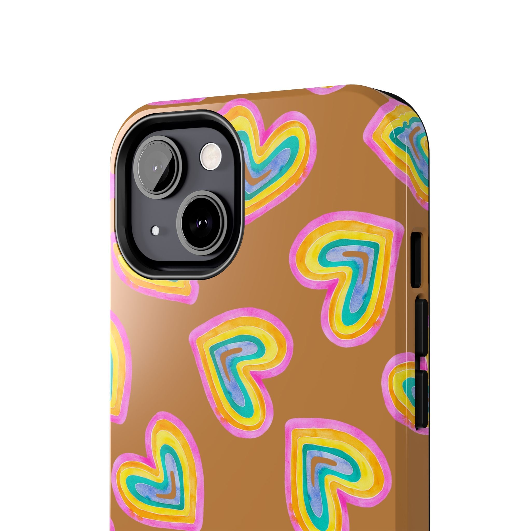 Rainbow Heart Tough Phone Case (For iPhone, Galaxy & More) - Light Brown SETEPENRA Phone Case.