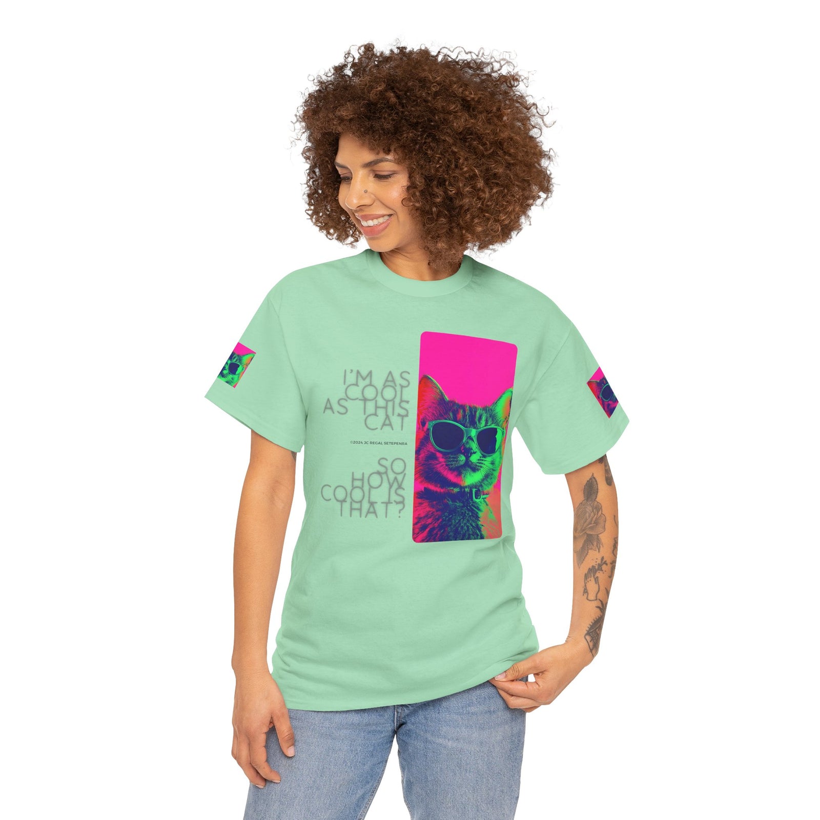Cool Cat (Whiskers 1) Unisex Heavy Cotton Tee SETEPENRA T-Shirt.