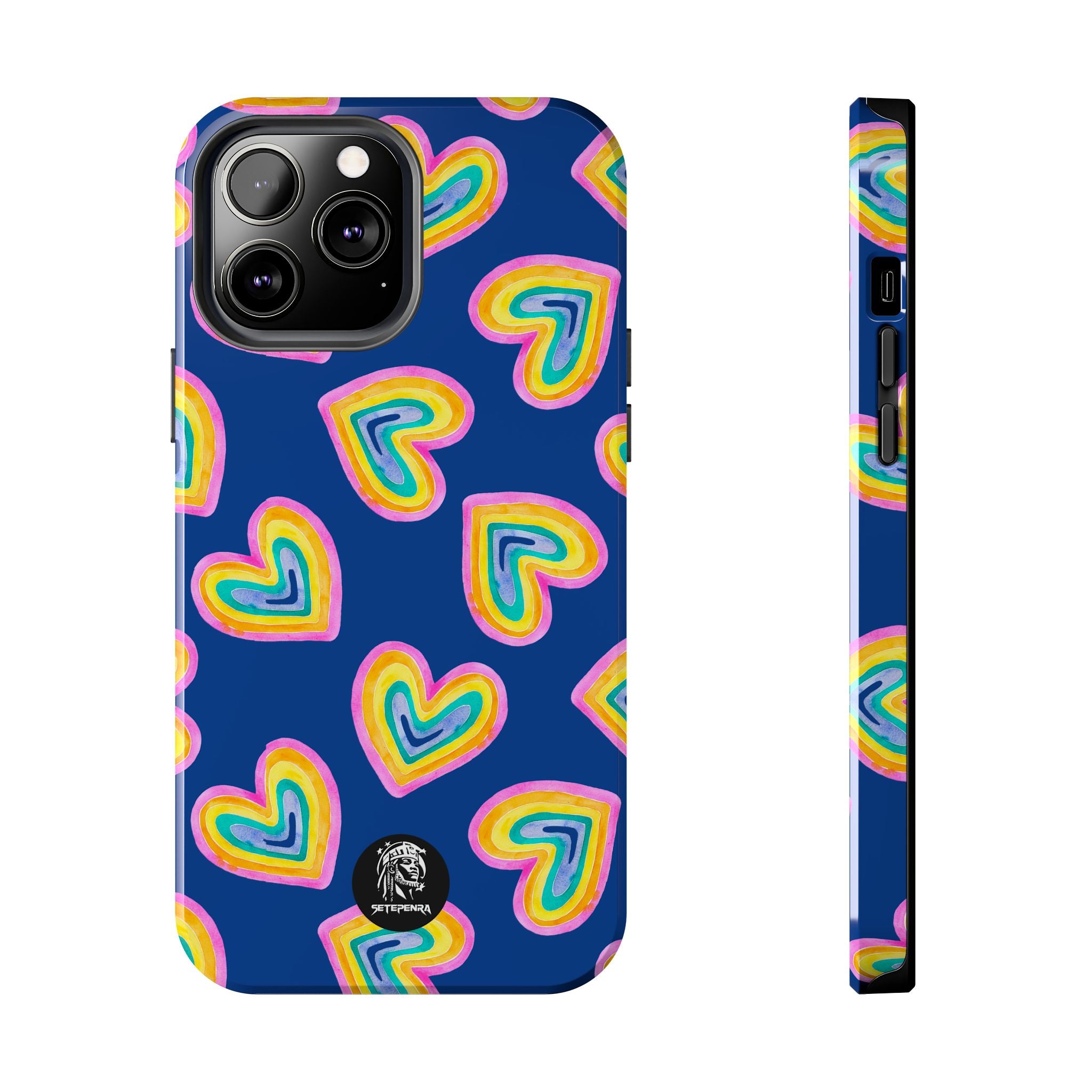 Rainbow Heart Tough Phone Case (For iPhone, Galaxy & More) - Dark Blue SETEPENRA Phone Case.