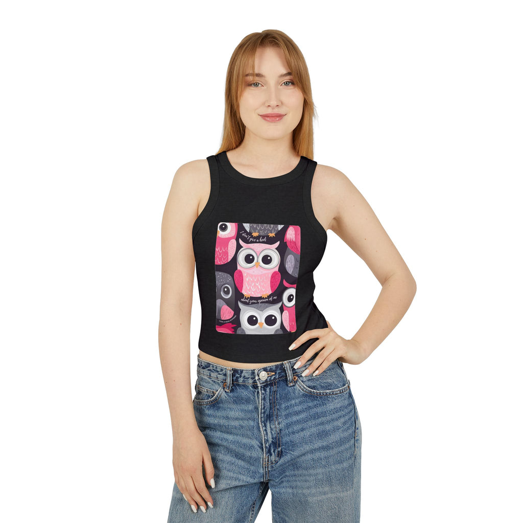 Don't Give A Hoot Women's Micro Rib Racer Tank Top SETEPENRA Tank Top.