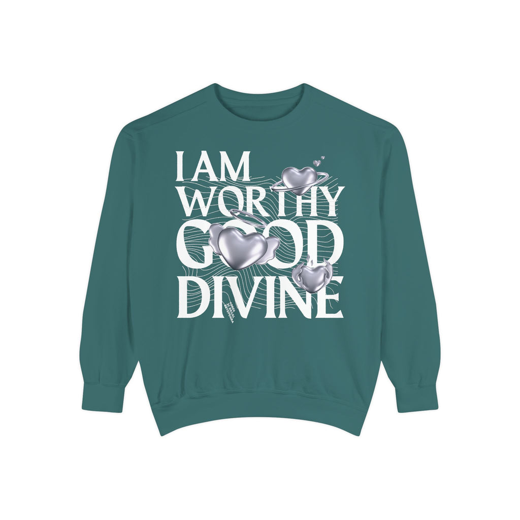 I AM WORTHY GOOD DIVINE Unisex Garment-Dyed Sweatshirt SETEPENRA Sweatshirt.
