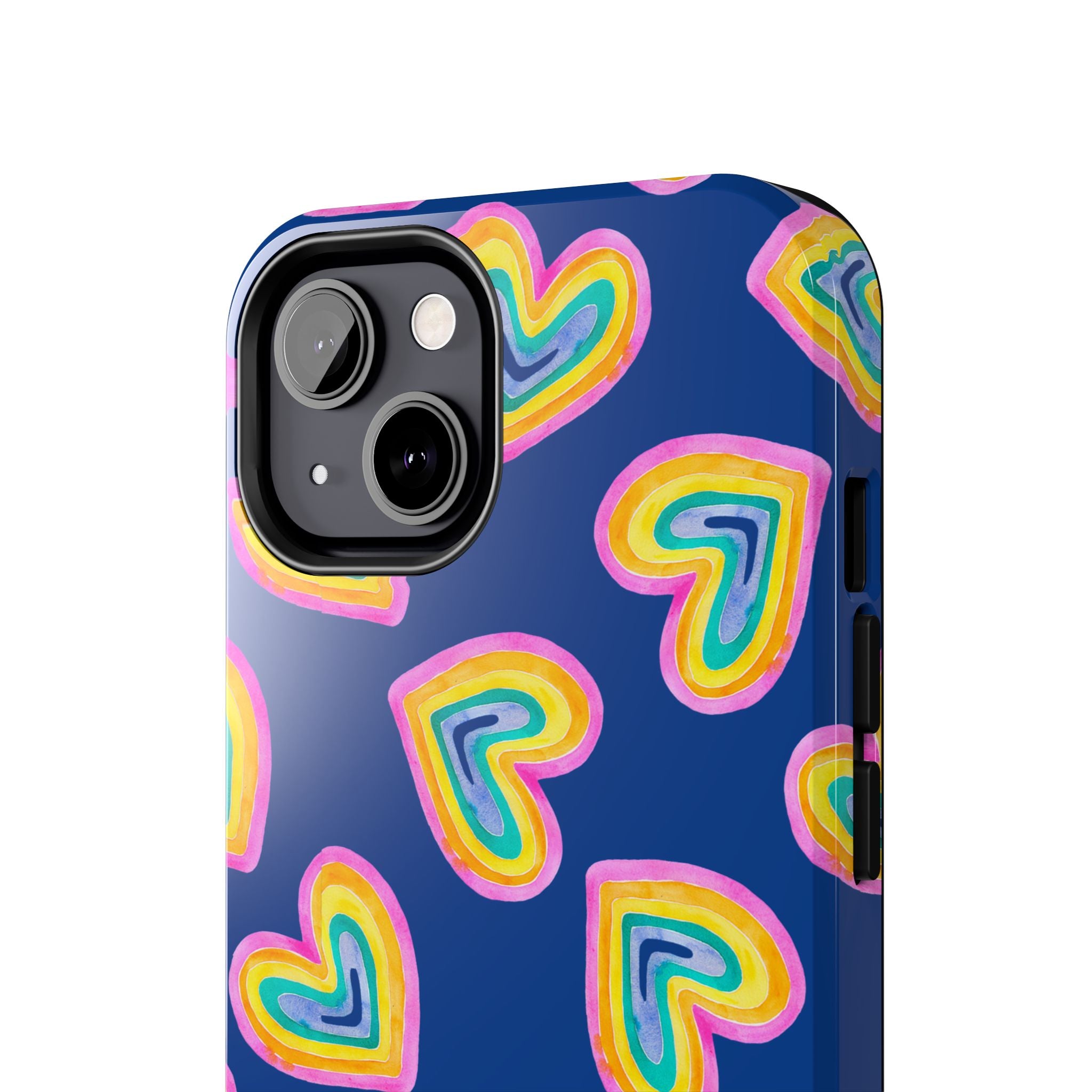Rainbow Heart Tough Phone Case (For iPhone, Galaxy & More) - Dark Blue